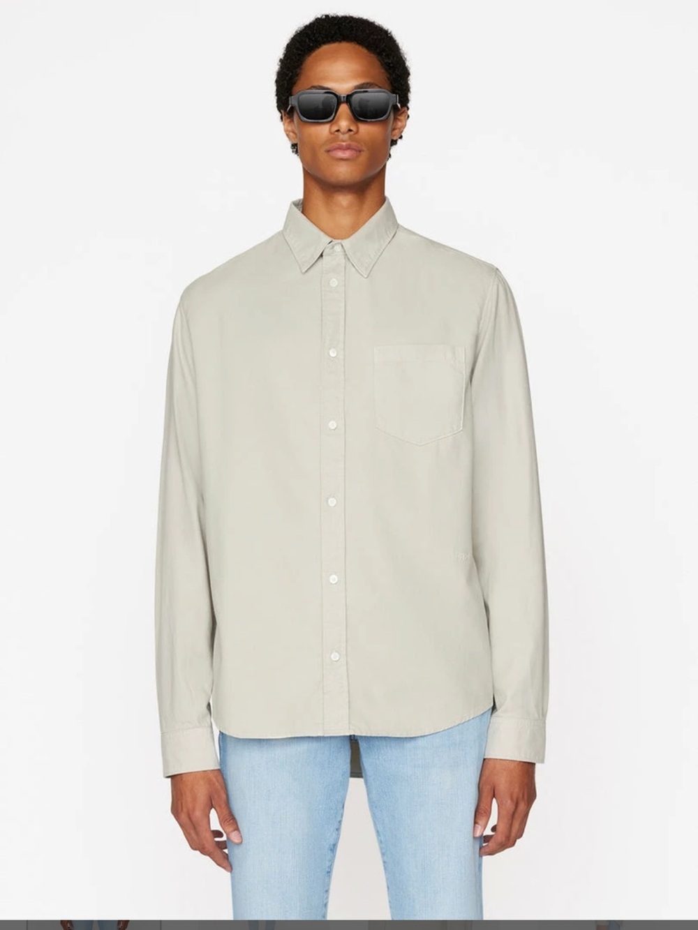 FRAME DENIM One-Pocket Brushed Flannel In Deep Fog